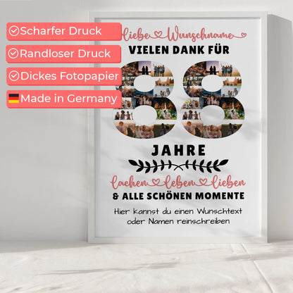Personalisiertes Poster 88 Geburtstag Für Oma Opa Mama & Papa