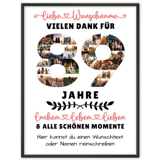 Personalisiertes Poster 89 Geburtstag Für Opa Oma Mama & Papa
