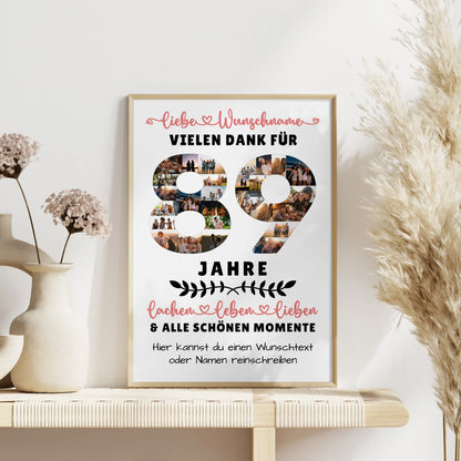 Personalisiertes Poster 89 Geburtstag Für Opa Oma Mama & Papa