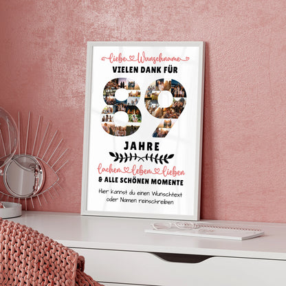 Personalisiertes Poster 89 Geburtstag Für Opa Oma Mama & Papa