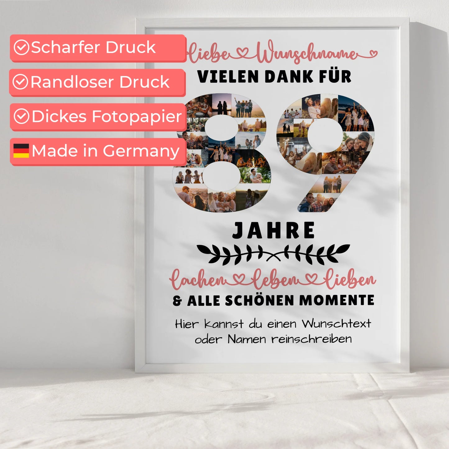 Personalisiertes Poster 89 Geburtstag Für Opa Oma Mama & Papa