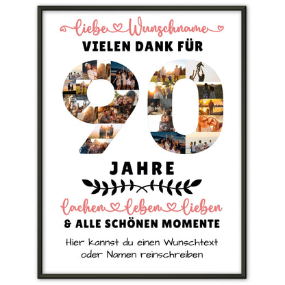 Personalisiertes Poster 90 Geburtstag Für Oma Opa Papa & Mama