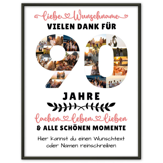 Personalisiertes Poster 90 Geburtstag Für Oma Opa Papa & Mama