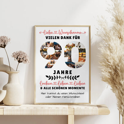 Personalisiertes Poster 90 Geburtstag Für Oma Opa Papa & Mama