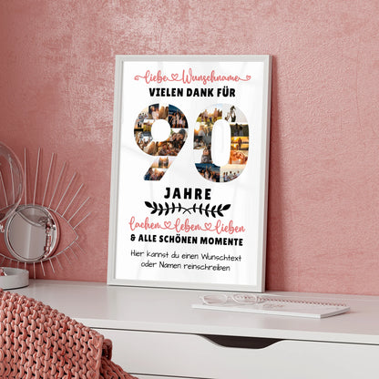 Personalisiertes Poster 90 Geburtstag Für Oma Opa Papa & Mama