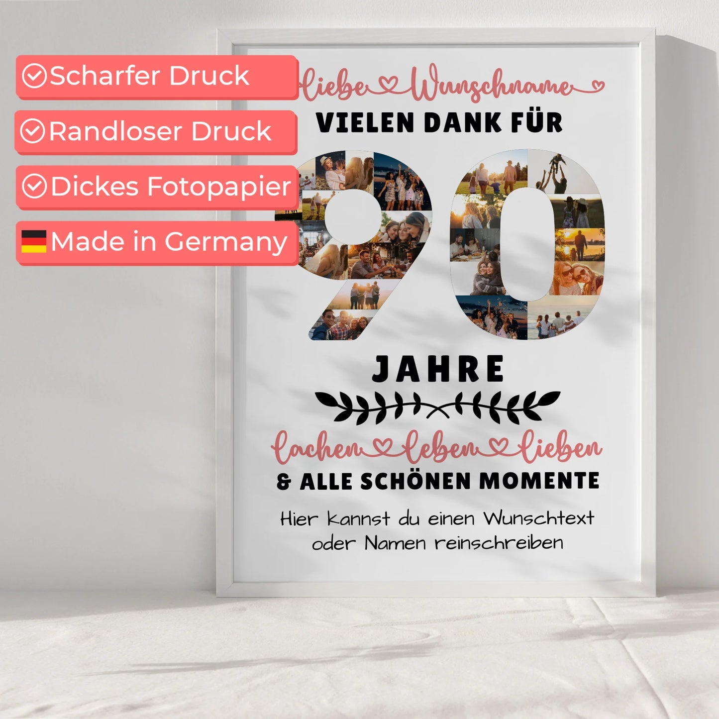 Personalisiertes Poster 90 Geburtstag Für Oma Opa Papa & Mama