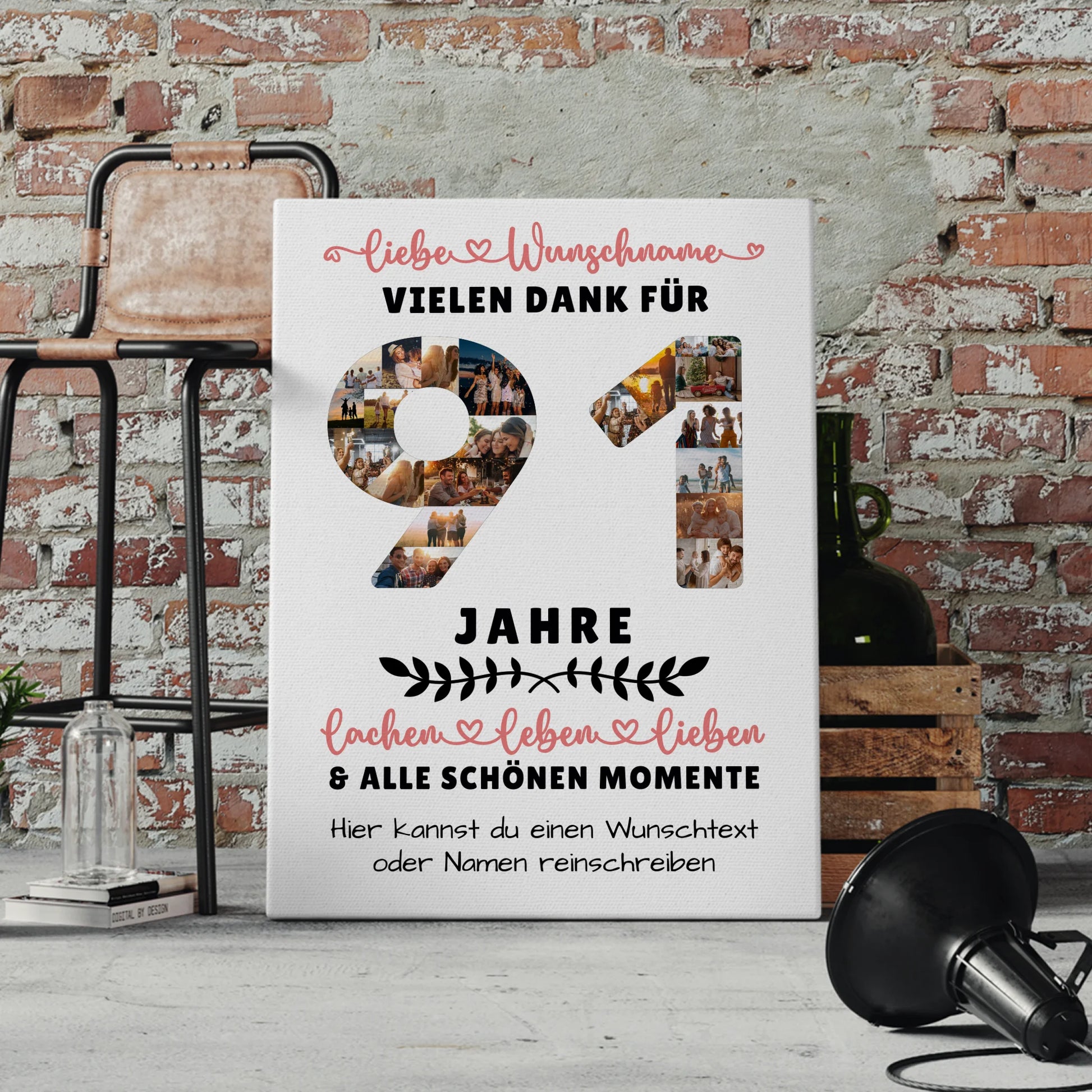 Personalisierte Leinwand 91 Geburtstag Für Opa Oma Papa & Mama 4