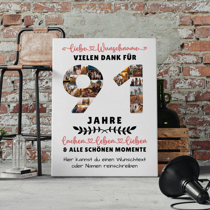 Personalisierte Leinwand 91 Geburtstag Für Opa Oma Papa & Mama 4