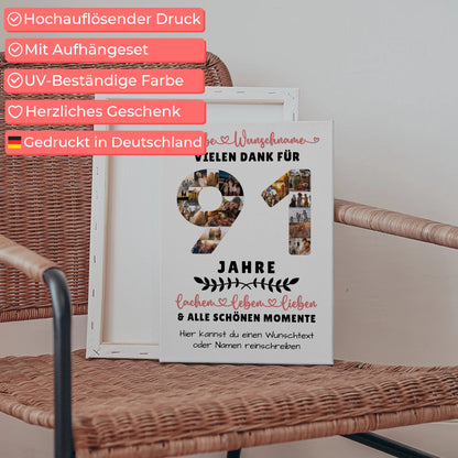 Personalisierte Leinwand 91 Geburtstag Für Opa Oma Papa & Mama 5