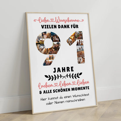 Personalisiertes Poster 91 Geburtstag Für Opa Oma Papa & Mama