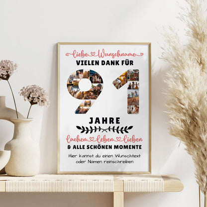 Personalisiertes Poster 91 Geburtstag Für Opa Oma Papa & Mama