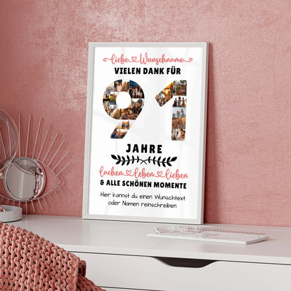 Personalisiertes Poster 91 Geburtstag Für Opa Oma Papa & Mama