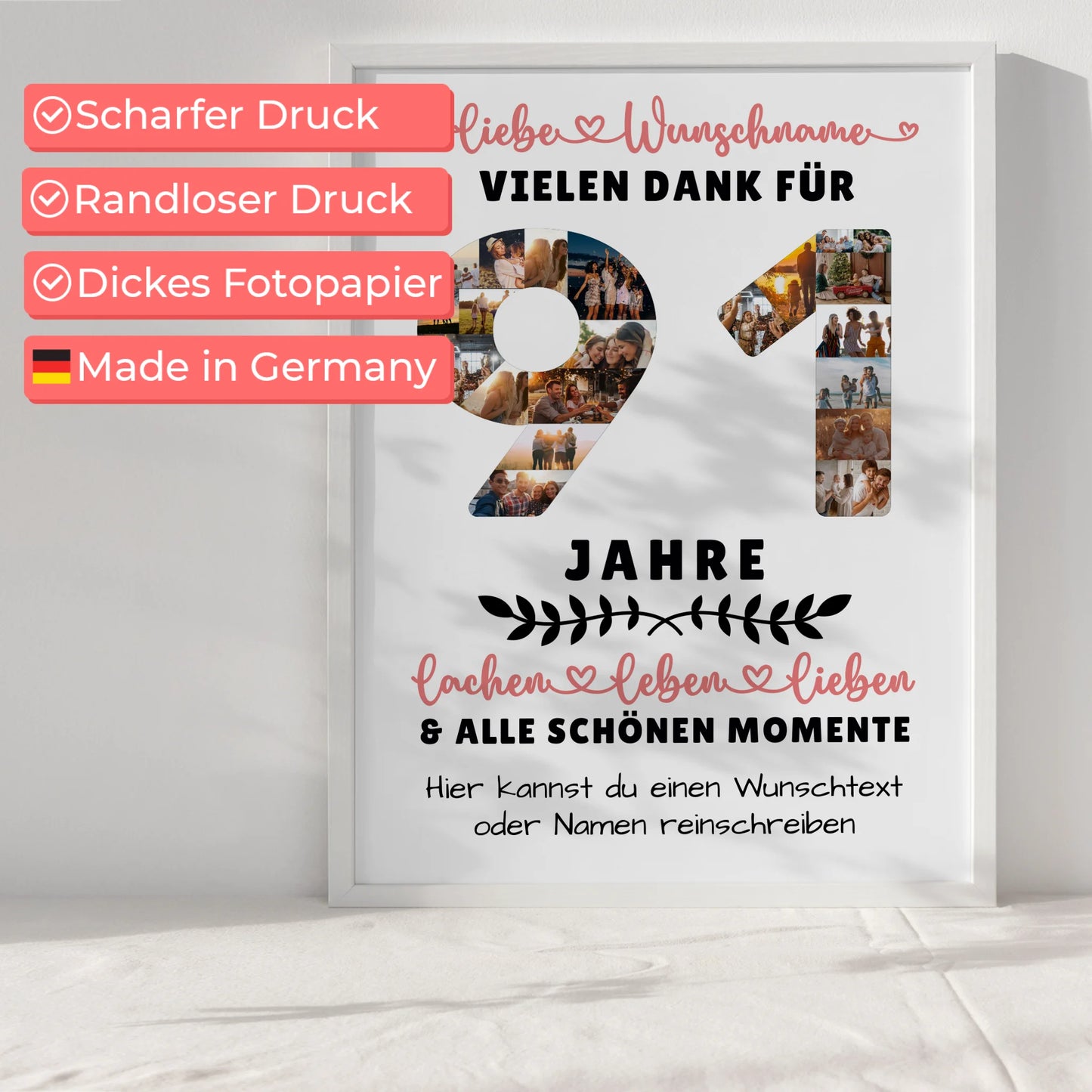 Personalisiertes Poster 91 Geburtstag Für Opa Oma Papa & Mama