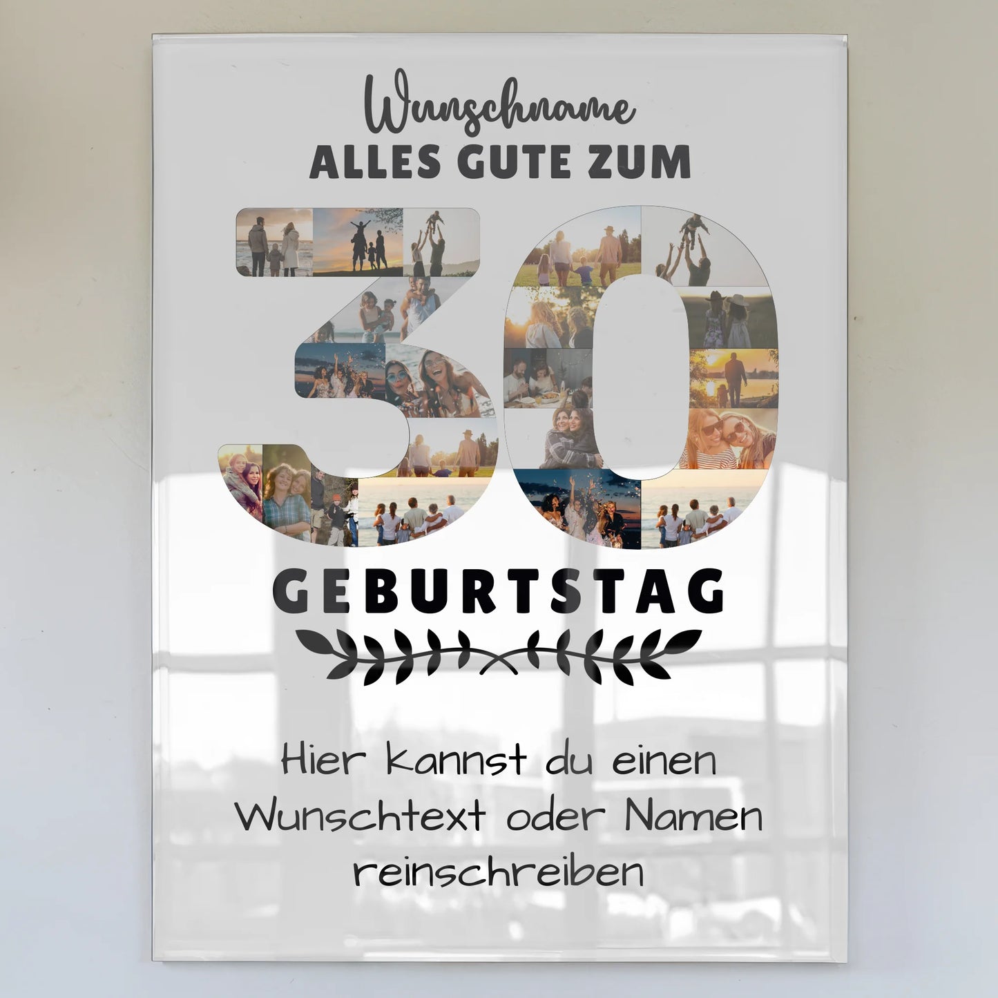 Personalisiertes Acrylglas Bild zum 30 Geburtstag mit Wunschname