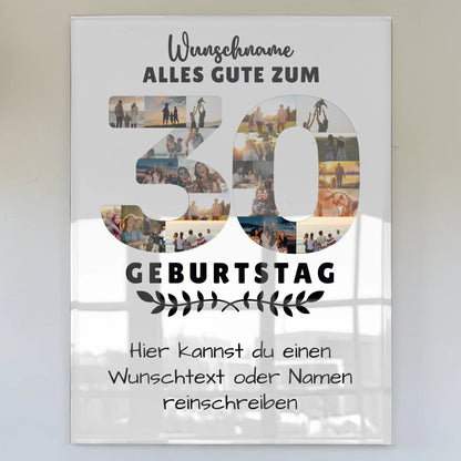 Personalisiertes Acrylglas Bild zum 30 Geburtstag mit Wunschname