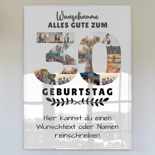 Personalisiertes Acrylglas Bild zum 30 Geburtstag mit Wunschname