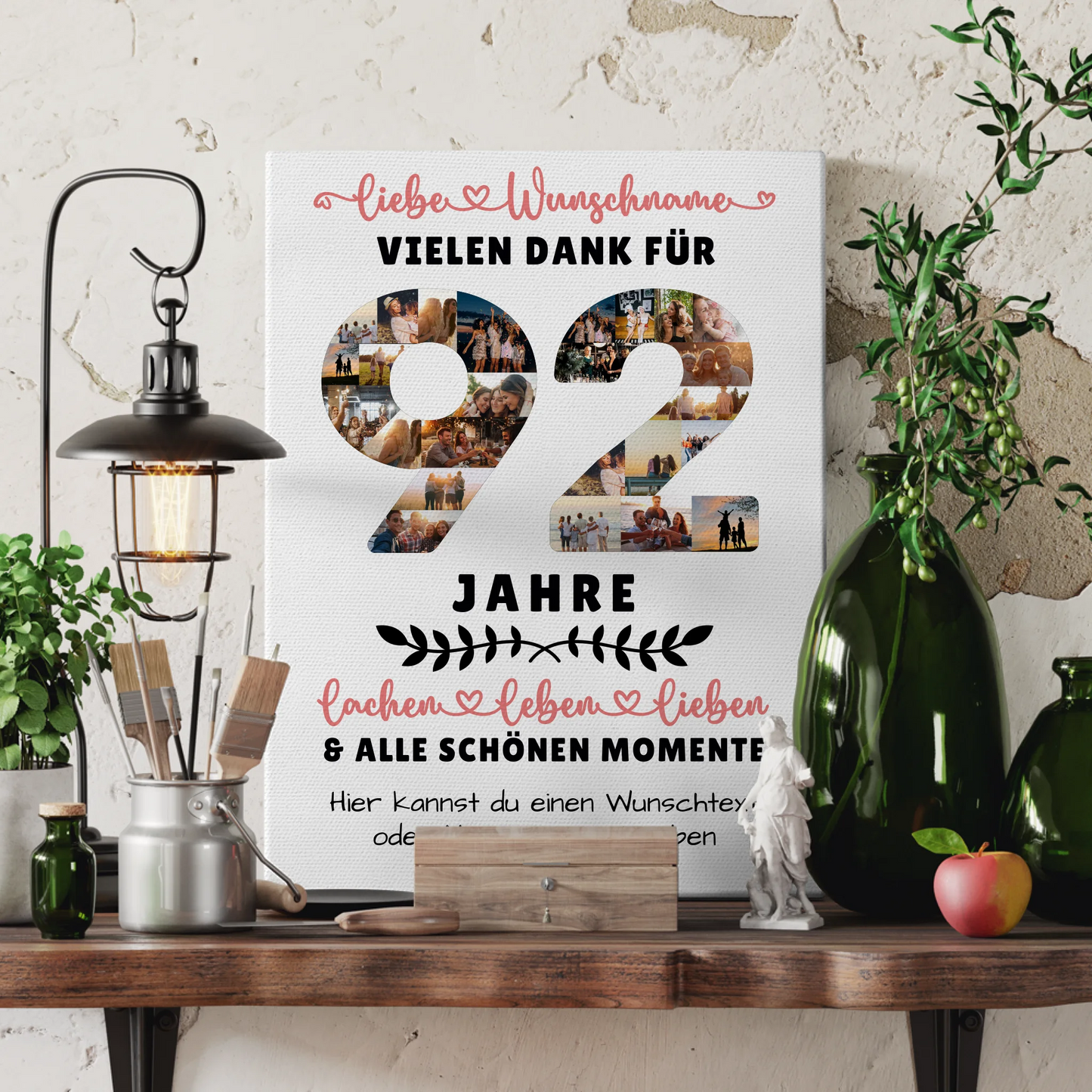 Personalisierte Leinwand 92 Geburtstag Für Oma Opa Mama & Papa 3