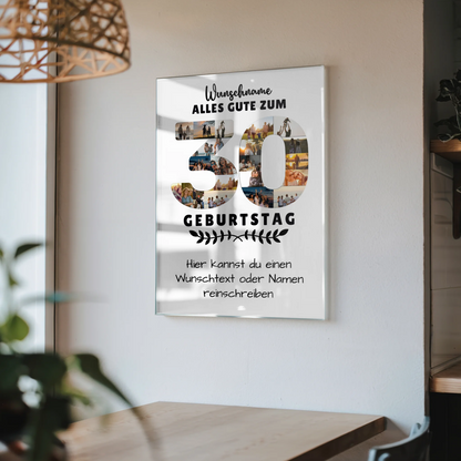 Personalisiertes Acrylglas Bild zum 30 Geburtstag mit Wunschname