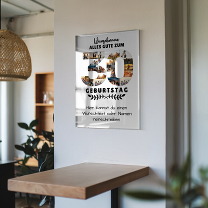 Personalisiertes Acrylglas Bild zum 30 Geburtstag mit Wunschname