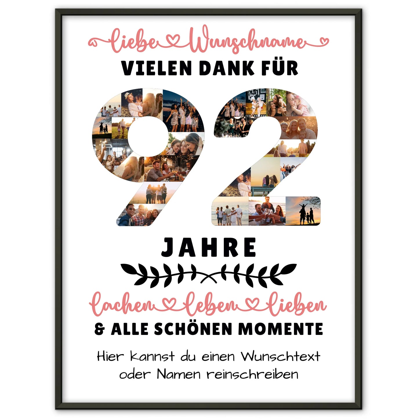 Personalisiertes Poster 92 Geburtstag Für Oma Opa Mama & Papa