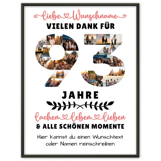 Personalisiertes Poster 93 Geburtstag Für Opa Oma Mama & Papa