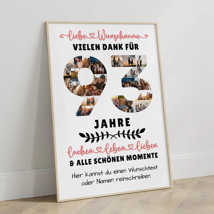 Personalisiertes Poster 93 Geburtstag Für Opa Oma Mama & Papa