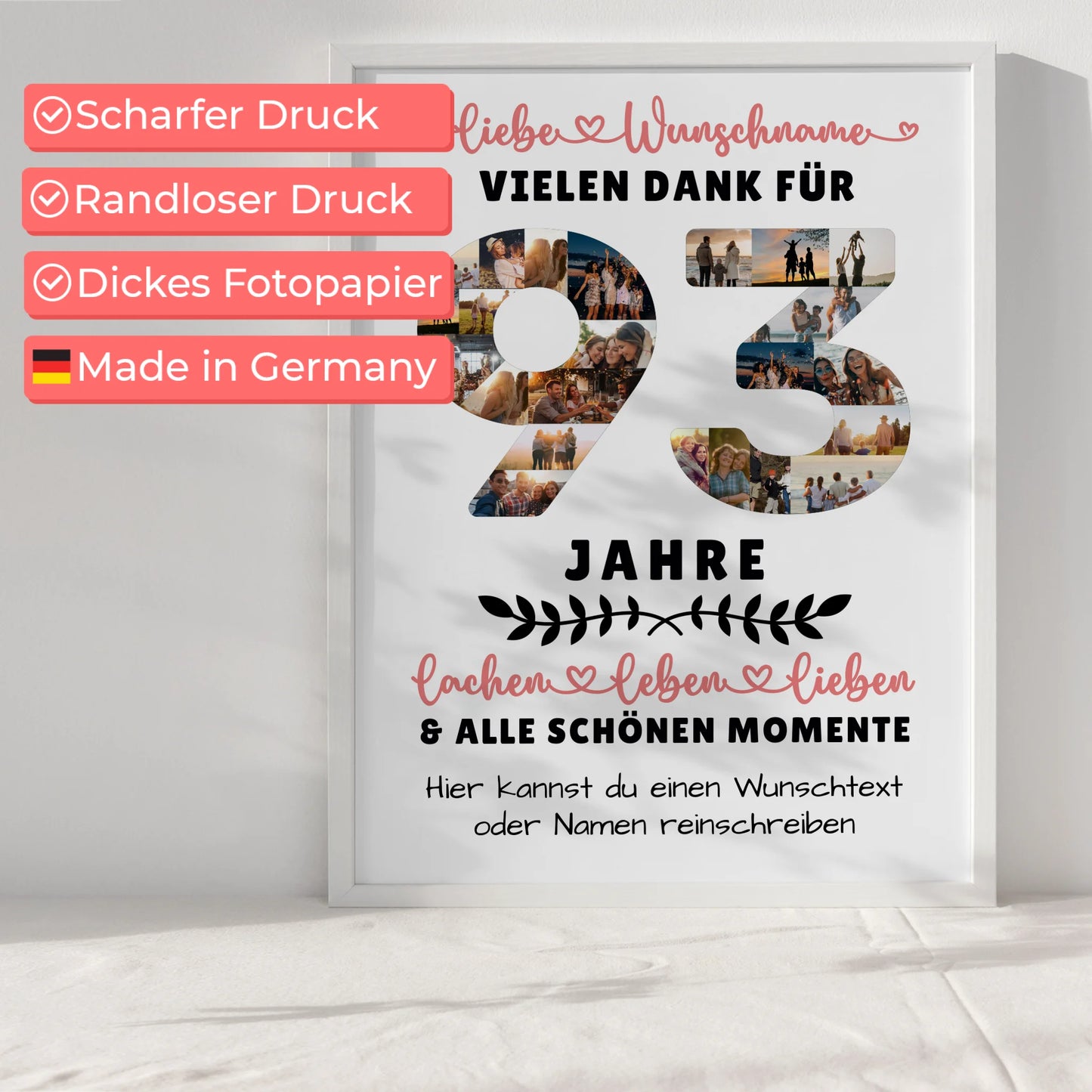 Personalisiertes Poster 93 Geburtstag Für Opa Oma Mama & Papa