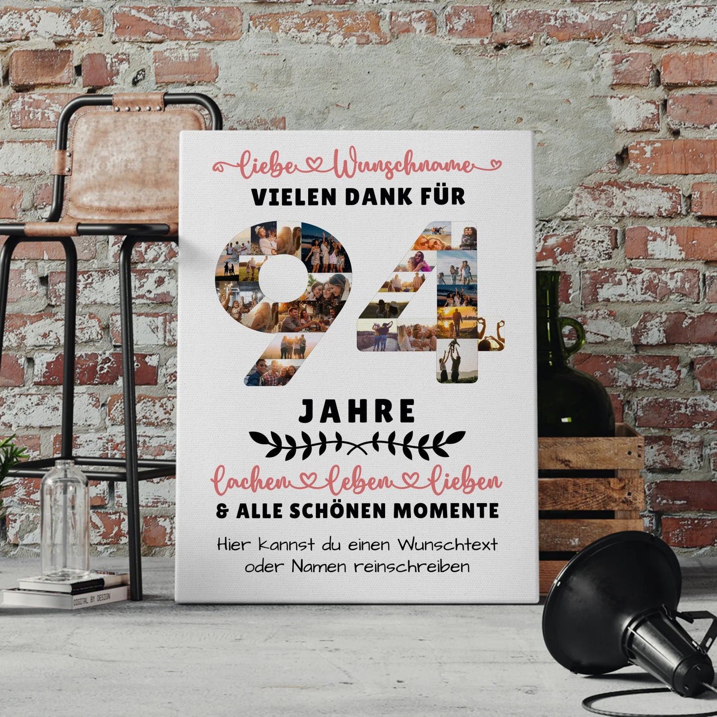 Personalisierte Leinwand 94 Geburtstag Für Oma Opa Papa & Mama 4