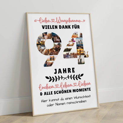 Personalisiertes Poster 94 Geburtstag Für Oma Opa Papa & Mama