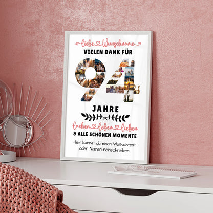 Personalisiertes Poster 94 Geburtstag Für Oma Opa Papa & Mama