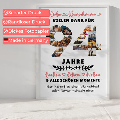 Personalisiertes Poster 94 Geburtstag Für Oma Opa Papa & Mama