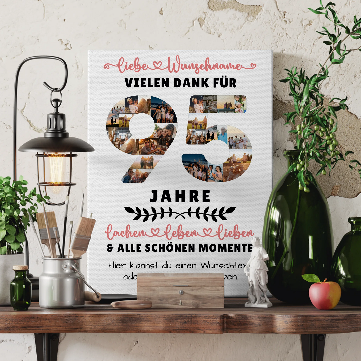 Personalisierte Leinwand 95 Geburtstag Für Opa Oma Papa & Mama 3