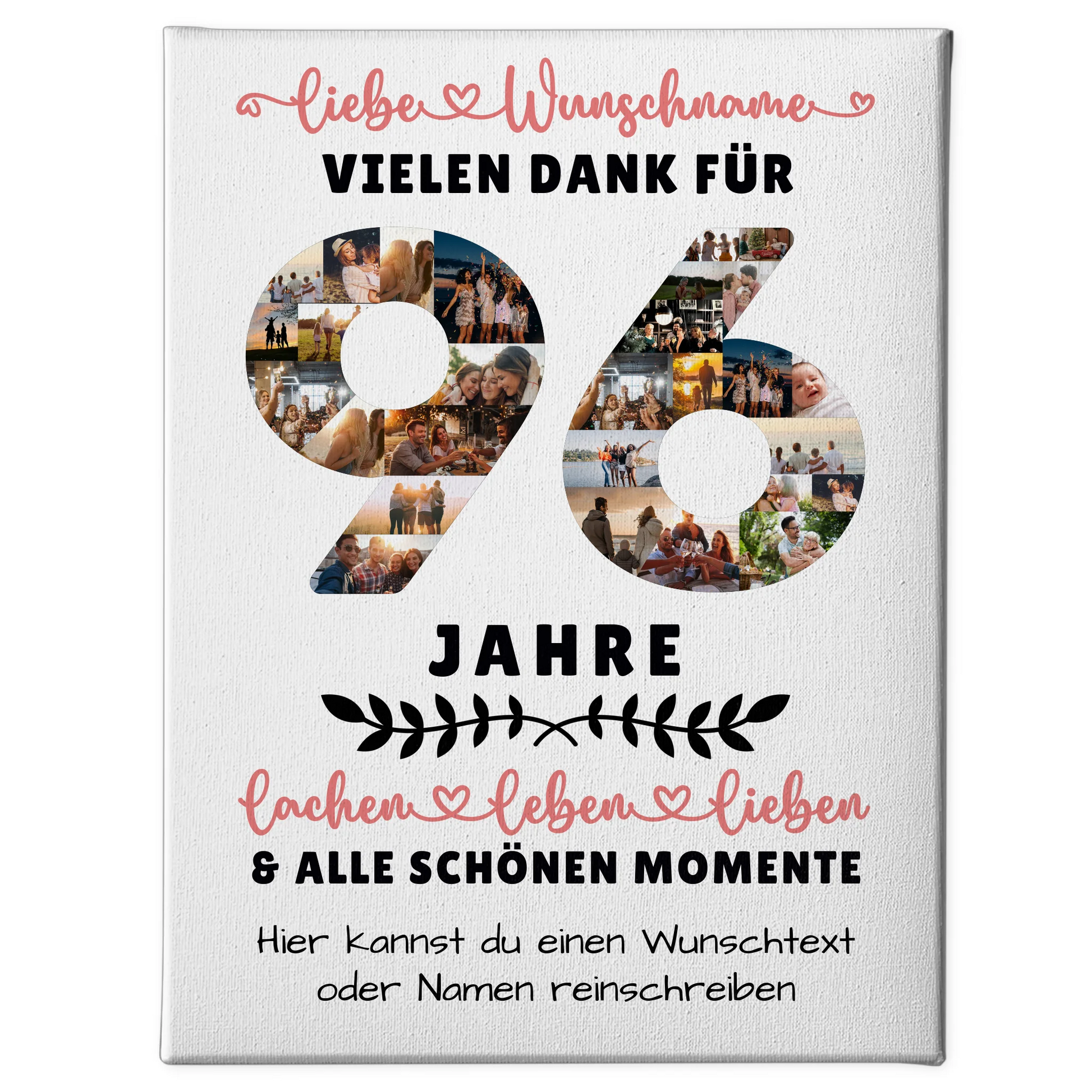 Personalisierte Leinwand 96 Geburtstag Für Oma Opa Mama & Papa 1
