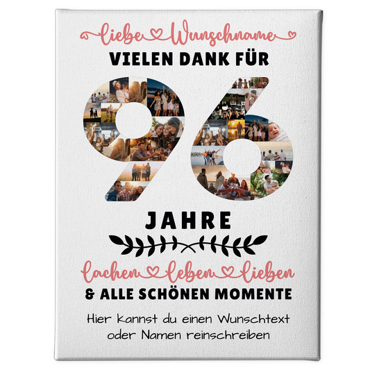 Personalisierte Leinwand 96 Geburtstag Für Oma Opa Mama & Papa 1