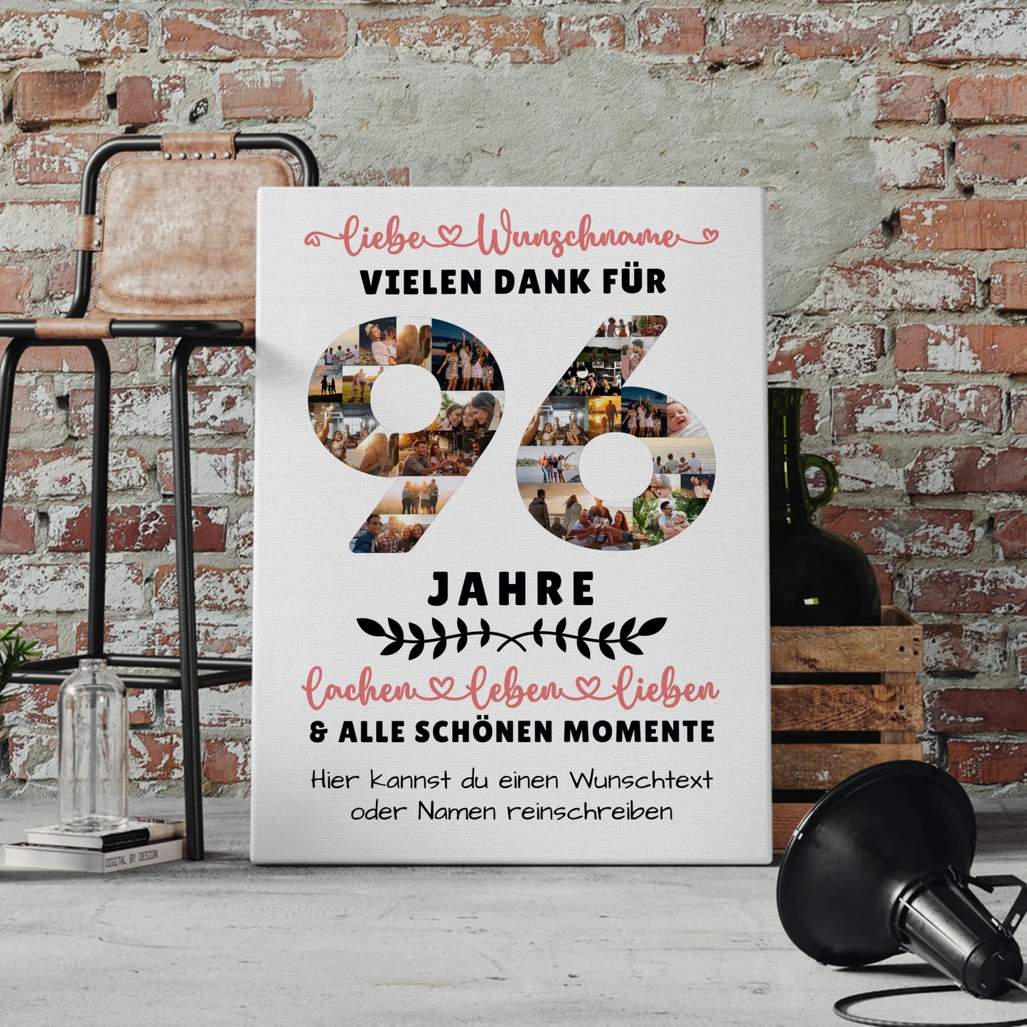 Personalisierte Leinwand 96 Geburtstag Für Oma Opa Mama & Papa 4