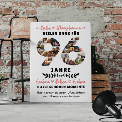 Personalisierte Leinwand 96 Geburtstag Für Oma Opa Mama & Papa 4