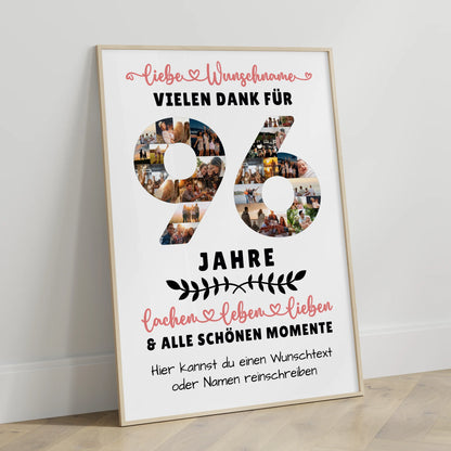 Personalisiertes Poster 96 Geburtstag Für Oma Opa Mama & Papa