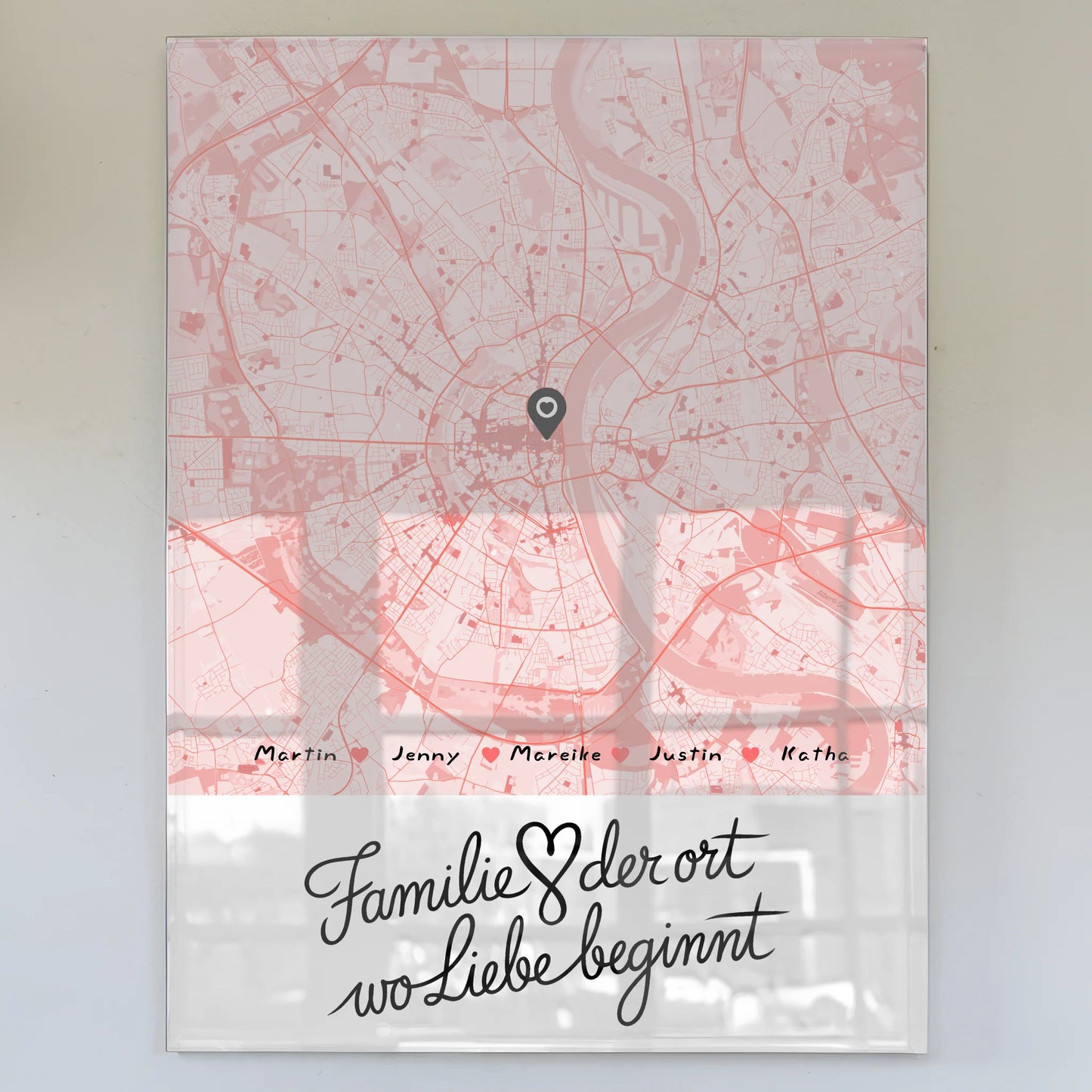 Personalisiertes Acrylglas Bild Familie Stadtkarte Wo Liebe beginnt