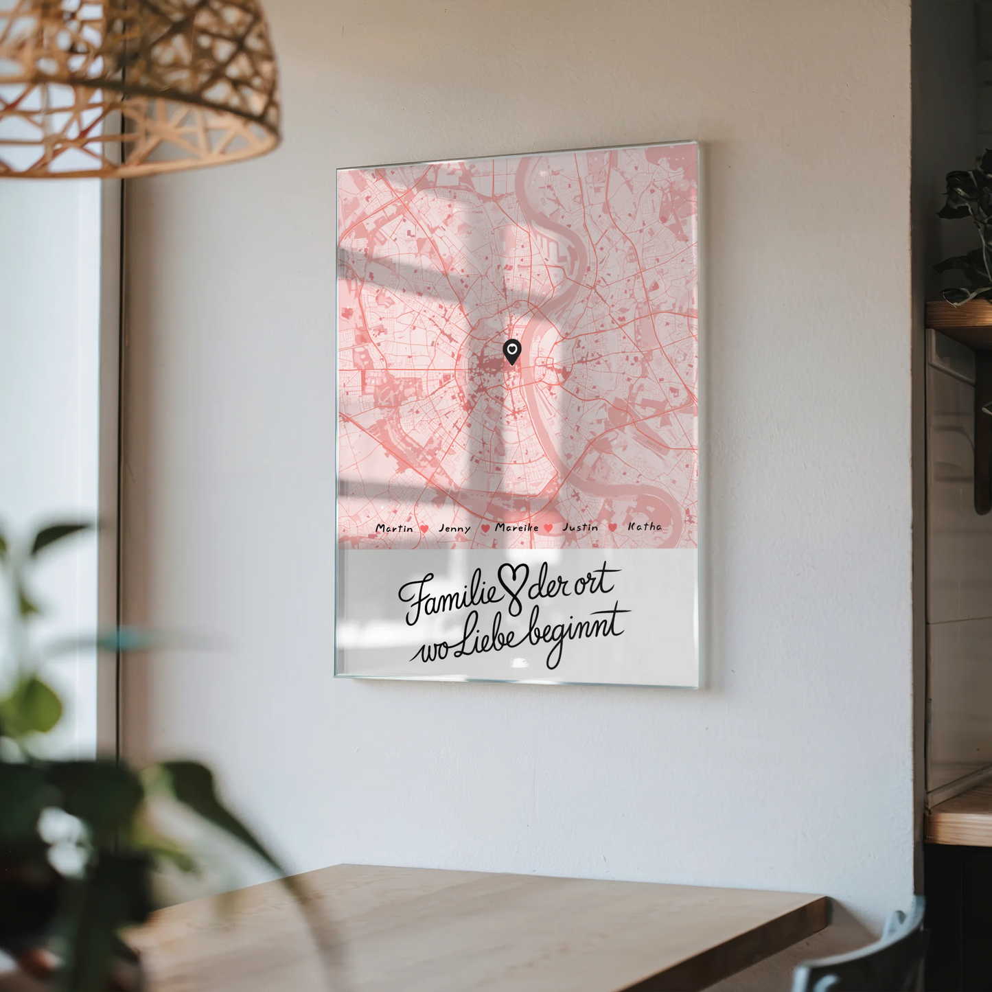 Personalisiertes Acrylglas Bild Familie Stadtkarte Wo Liebe beginnt