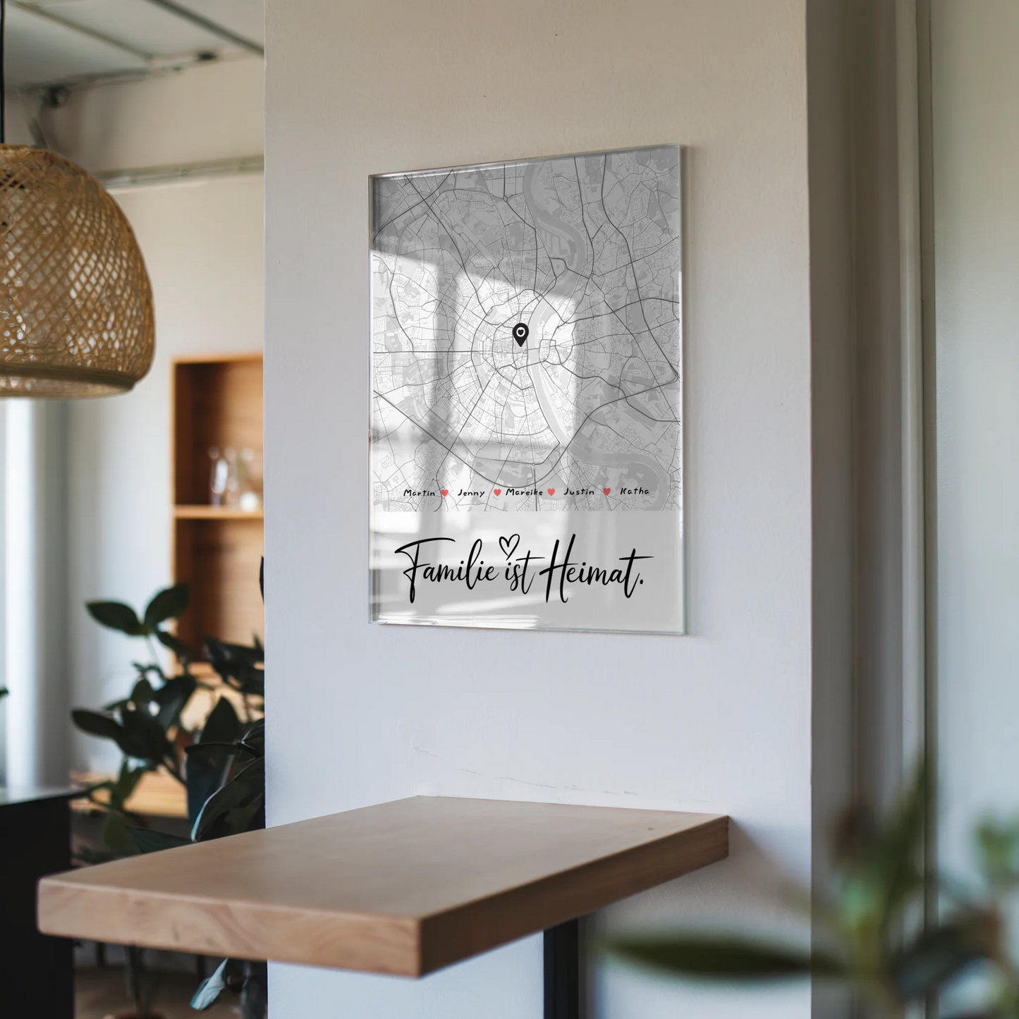 Acrylglas Bild Familie personalisiert Stadtkarte Familie Ist Heimat mit Nachname