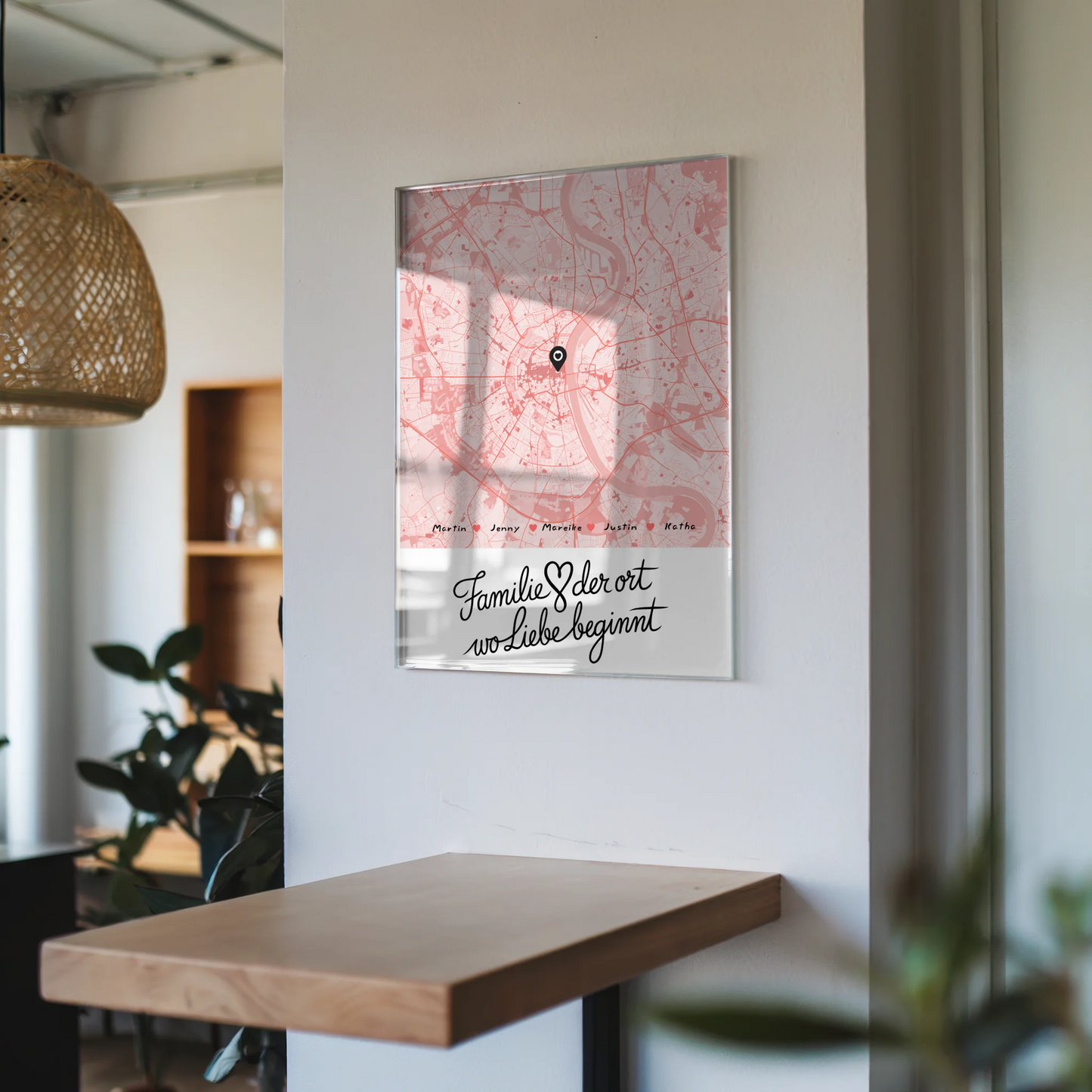 Personalisiertes Acrylglas Bild Familie Stadtkarte Wo Liebe beginnt