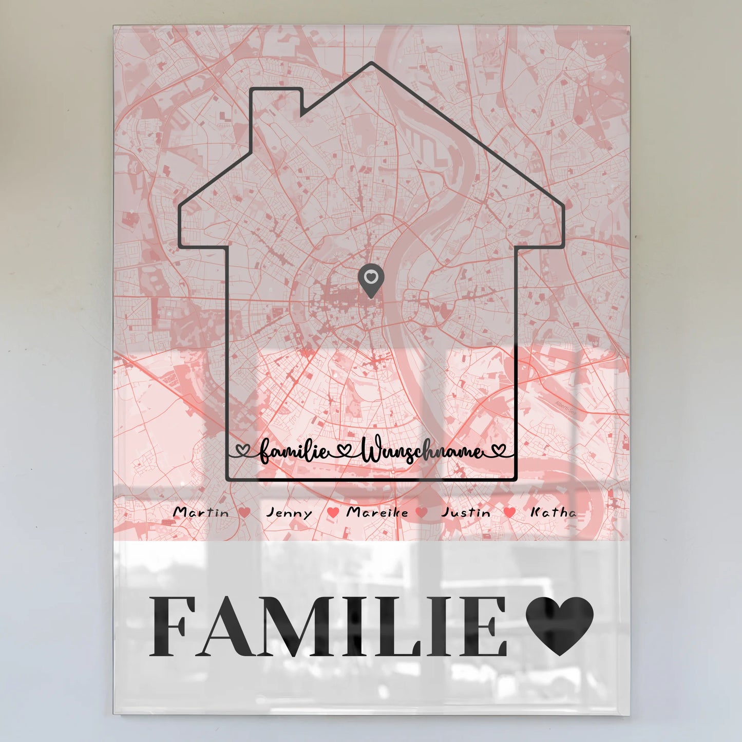 Personalisiertes Acrylglas Bild Familie Stadtkarte mit Namen