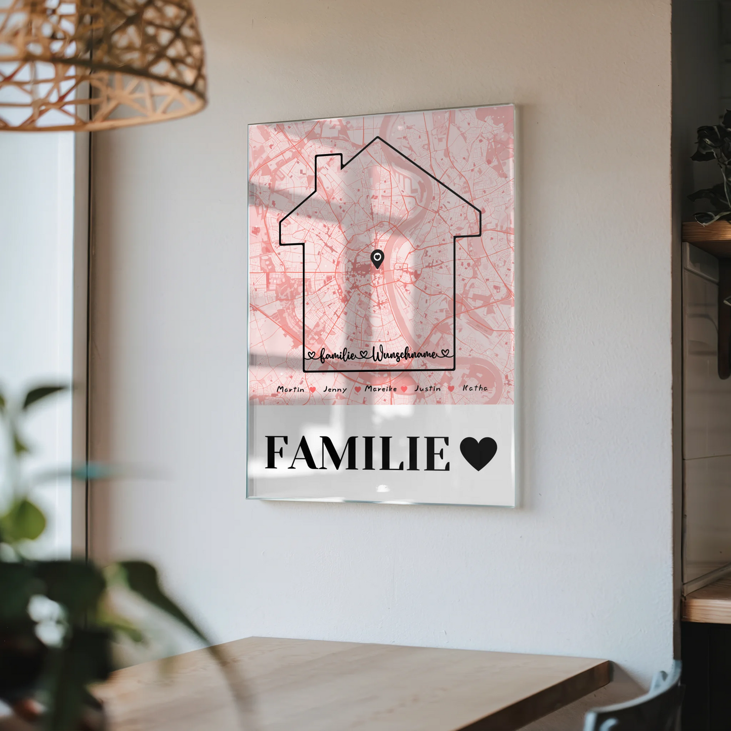 Personalisiertes Acrylglas Bild Familie Stadtkarte mit Namen