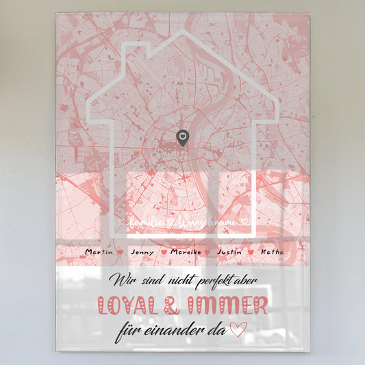 Acrylglas Bild Familie personalisiert Stadtkarte Nicht Perfekt Aber Loyal mit Nachname