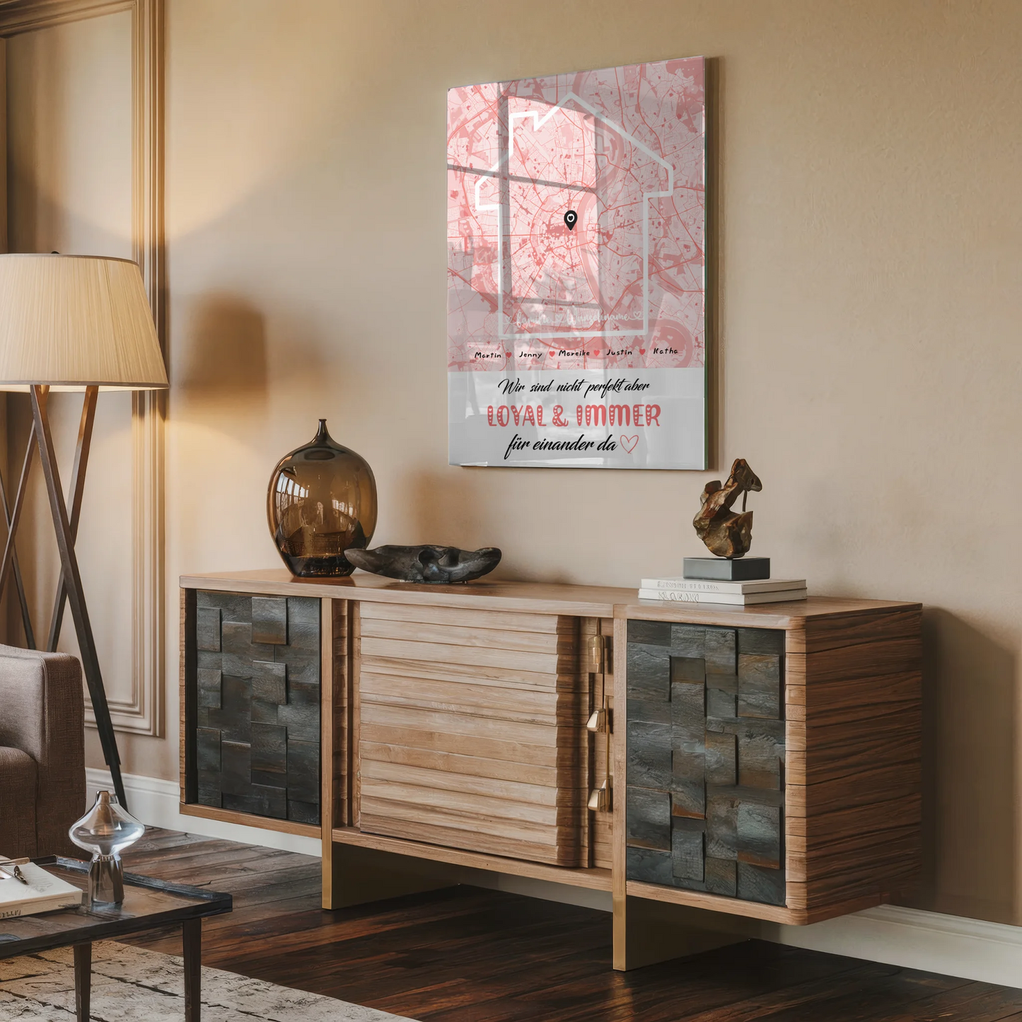 Acrylglas Bild Familie personalisiert Stadtkarte Nicht Perfekt Aber Loyal mit Nachname