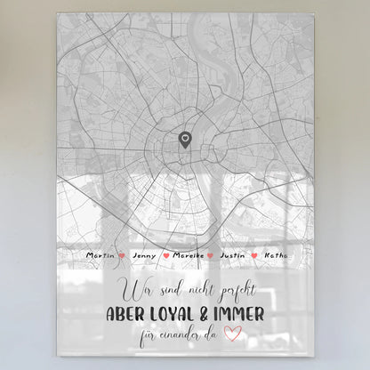 Personalisiertes Acrylglas Bild Stadtkarte Familie mit Nachname