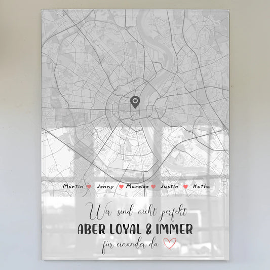 Personalisiertes Acrylglas Bild Stadtkarte Familie mit Nachname