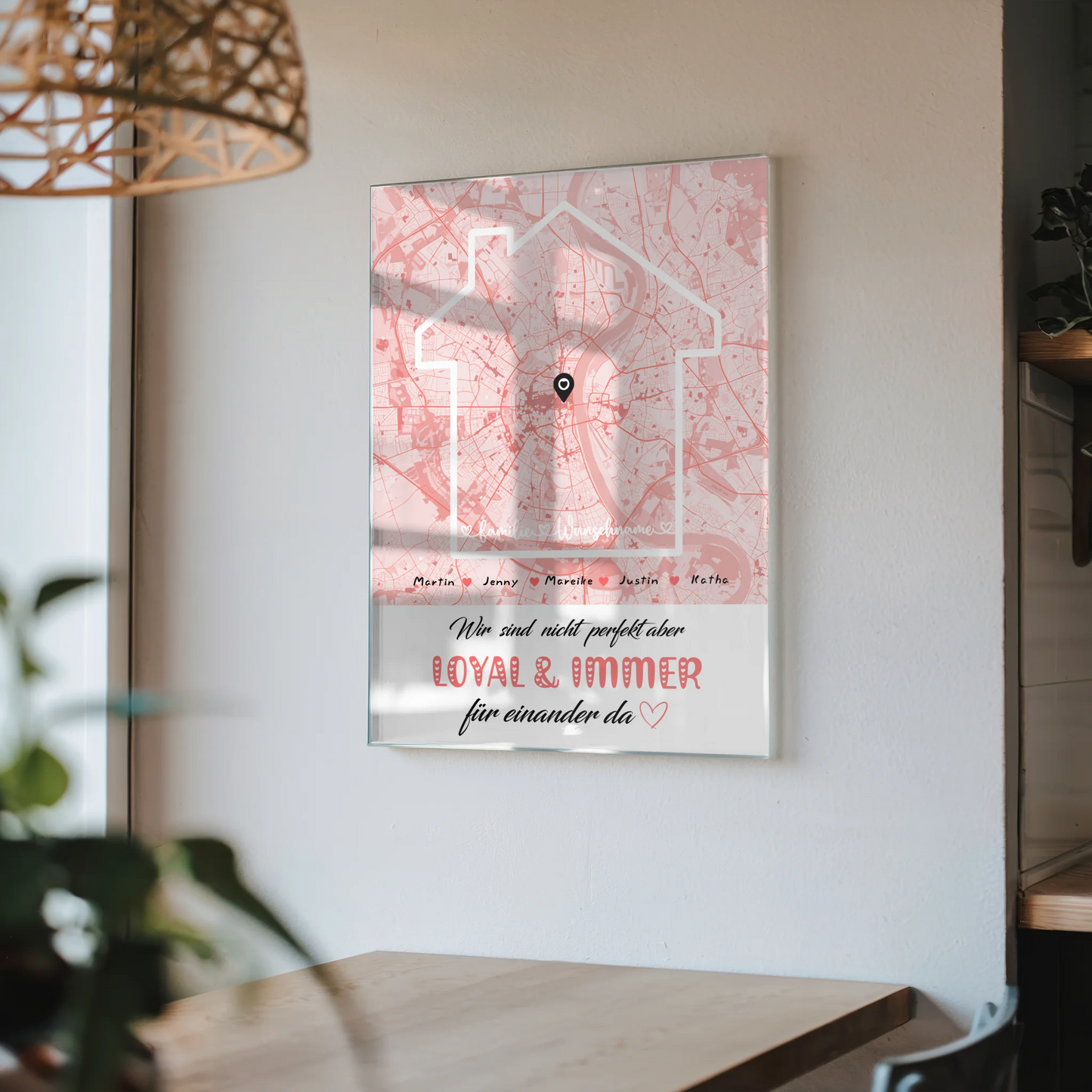 Acrylglas Bild Familie personalisiert Stadtkarte Nicht Perfekt Aber Loyal mit Nachname