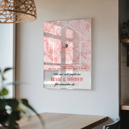 Acrylglas Bild Familie personalisiert Stadtkarte Nicht Perfekt Aber Loyal mit Nachname