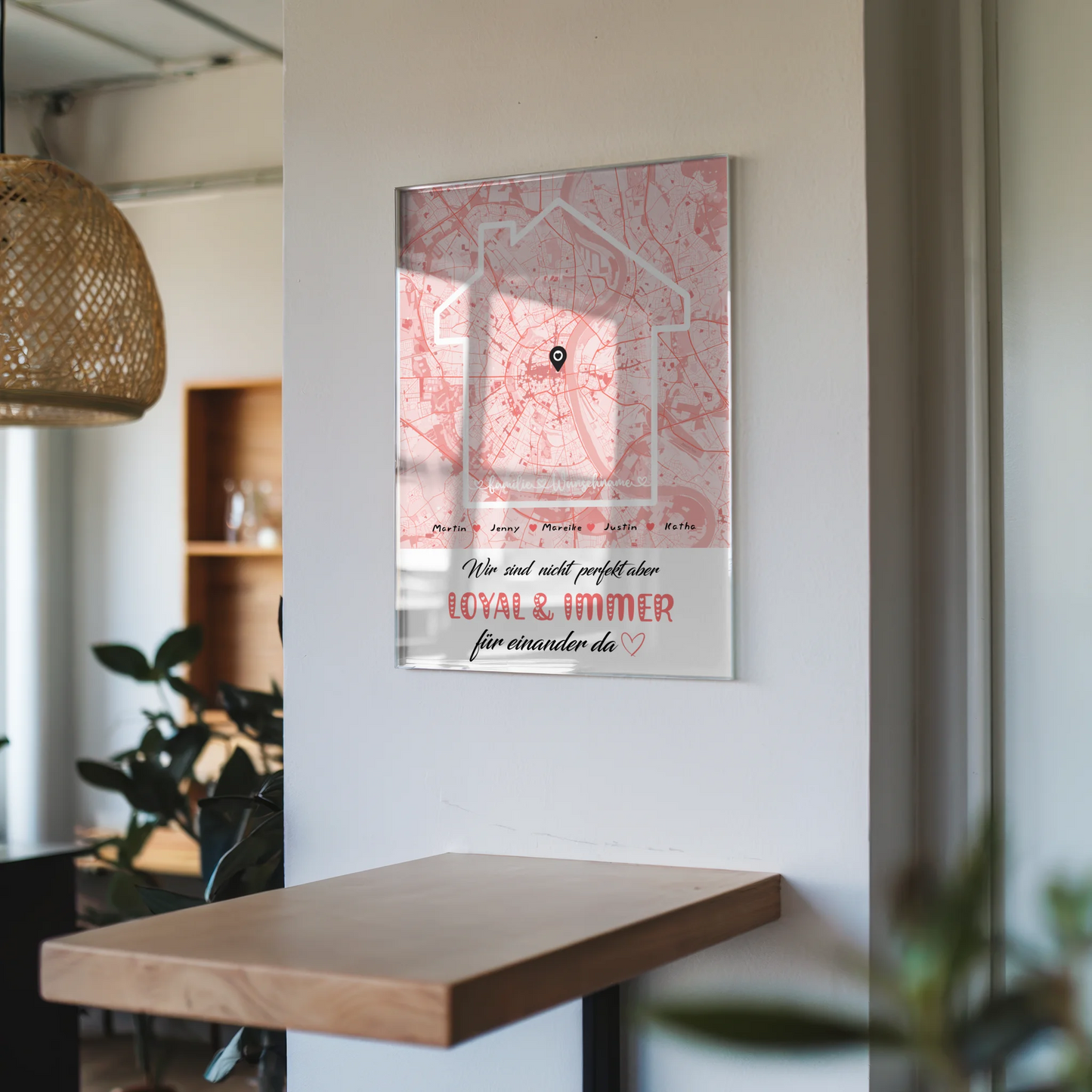 Acrylglas Bild Familie personalisiert Stadtkarte Nicht Perfekt Aber Loyal mit Nachname